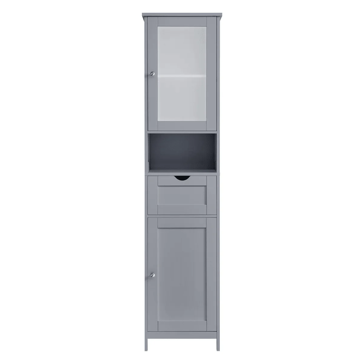 Freestanding Tall Bathroom Storage Cabinet 67in Slim Floor Standing Linen Organizer White / Grey STC022W - Image 4