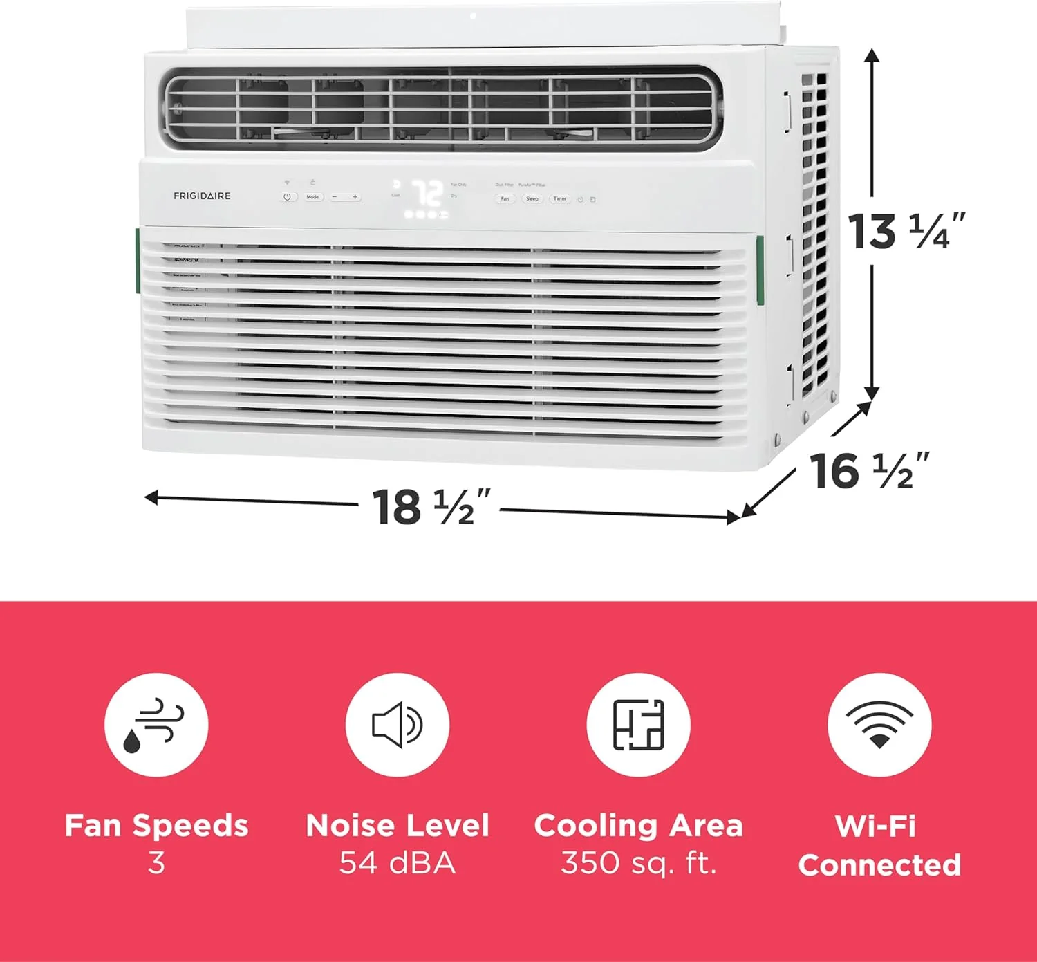 Frigidaire 8,000 BTU Smart Window Air Conditioner with Wi-Fi, Cools Up to 350 Sq. Ft., Remote Control, Quiet Operation, Eco Mode, 3 Fan Speeds, White - Image 3