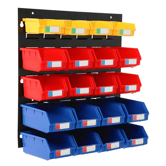 Garage Wall Mounted Storage Bin Rack with 25 Removable Bins – Tool Organizer for Hardware, Screws, Bolts & Parts GLP1819