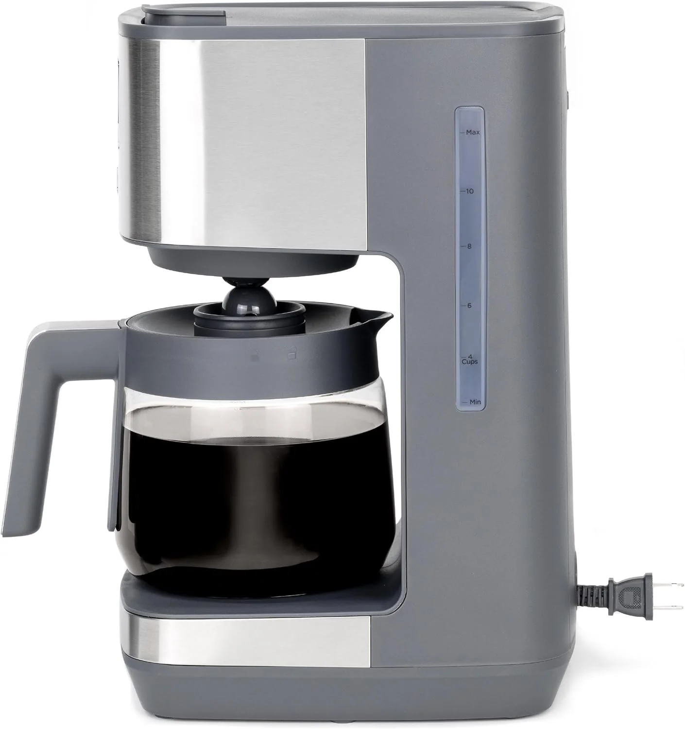 GE Drip Coffee Maker With Timer | 12-Cup Glass Carafe Coffee Pot With Adjustable Keep Warm Plate | Wide Shower Head for Maximum Flavor | Kitchen Essentials | Stainless Steel - Image 3
