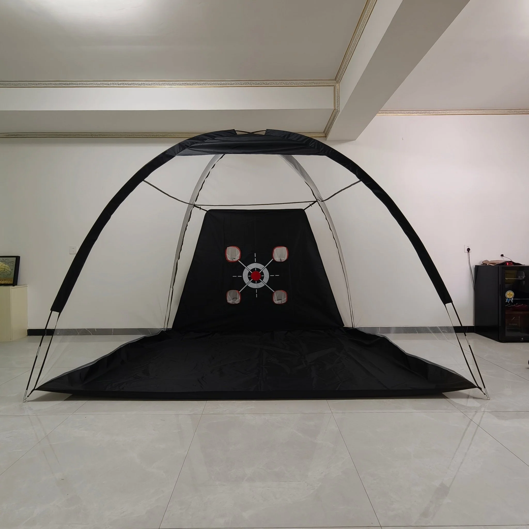Golf Practice Net: 10x7FT Driving Range with Tri-Turf Mat & Quiet Nylon Target GN1007 - Image 4