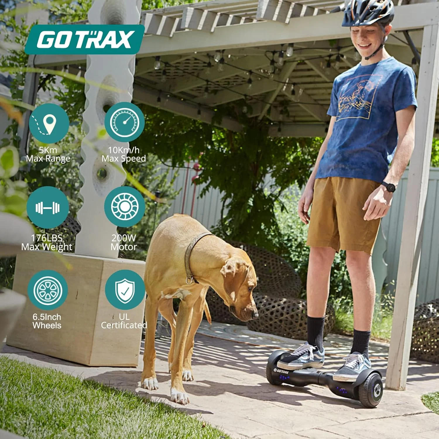 Gotrax EDGE Hoverboard – 6.5" LED Wheels Self-Balancing Scooter with Dual 200W Motors UL2272 Certified GTXEDGETEAL - Image 2