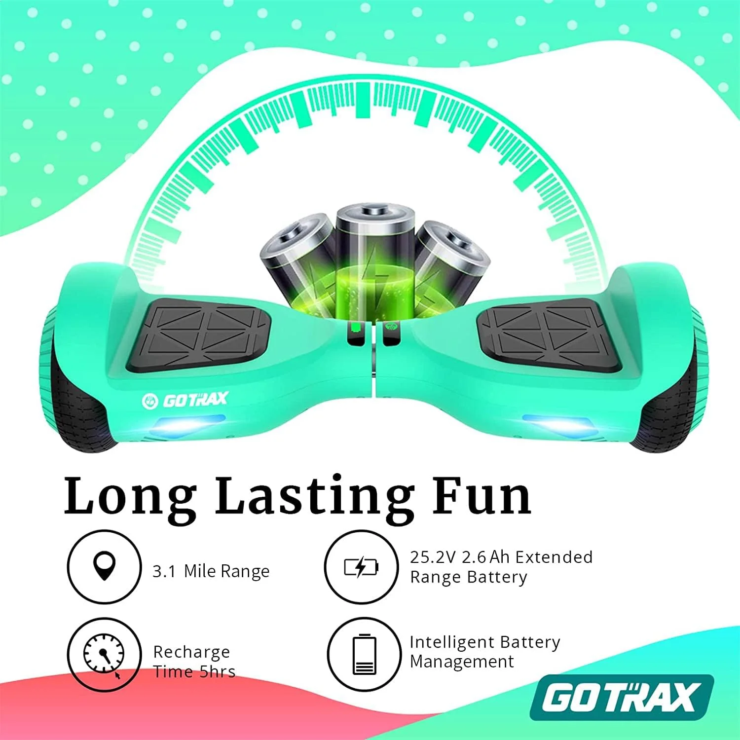 Gotrax EDGE Hoverboard – 6.5" LED Wheels Self-Balancing Scooter with Dual 200W Motors UL2272 Certified GTXEDGETEAL - Image 7