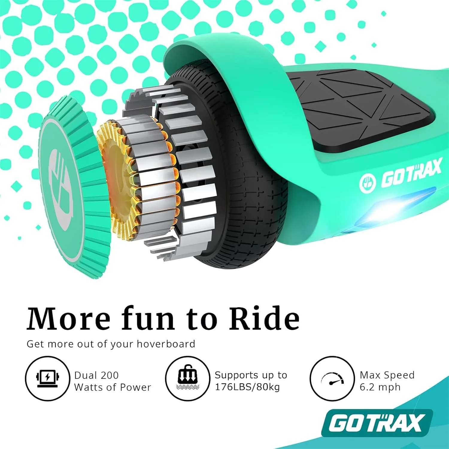 Gotrax EDGE Hoverboard – 6.5" LED Wheels Self-Balancing Scooter with Dual 200W Motors UL2272 Certified GTXEDGETEAL - Image 8