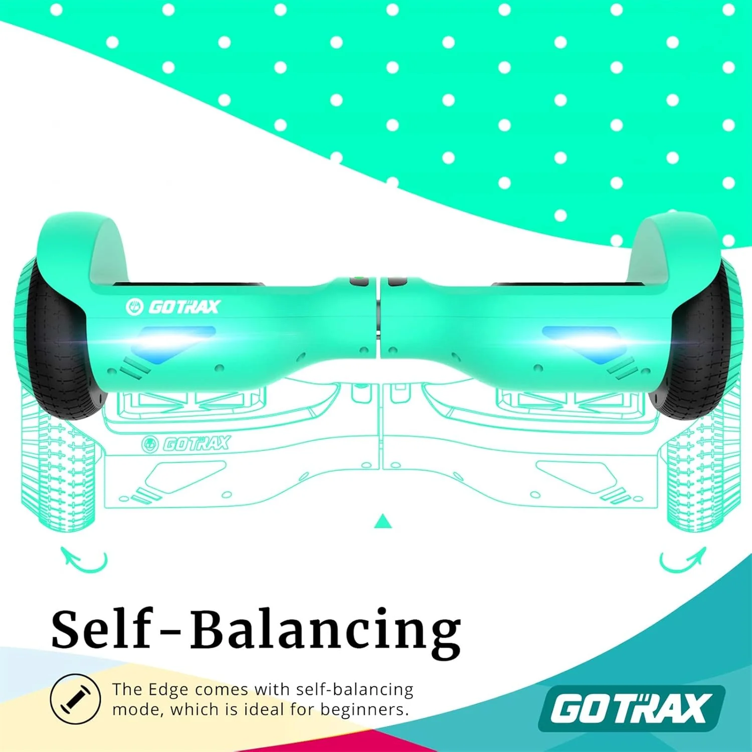 Gotrax EDGE Hoverboard – 6.5" LED Wheels Self-Balancing Scooter with Dual 200W Motors UL2272 Certified GTXEDGETEAL - Image 9