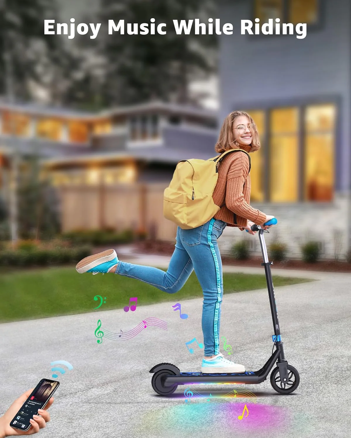 Gyroor H30 Max Kids Electric Scooter – 150W Motor, LED Display, Adjustable Height Blue GYRH30MAXBLU - Image 4