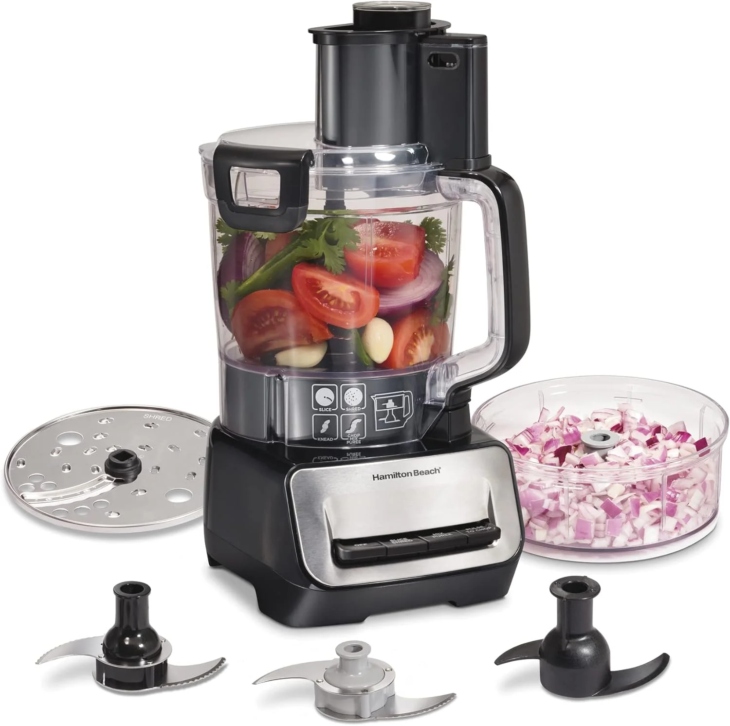 Hamilton Beach Stack & Snap Duo Food Processor, 14 Cup Capacity, 70585, used item, missing parts, photo added
