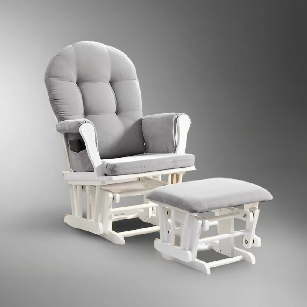 Hardwood Glider Rocking Chair & Ottoman – Smooth Motion Comfort for Nursery & Living Room - Image 3