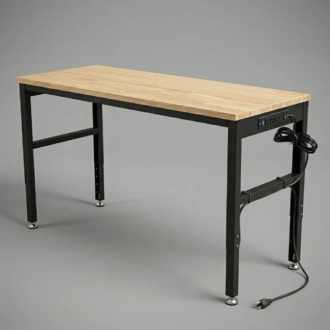 Hardwood Workbench with Power Outlets – 4FT & 6FT Durable Table Tops