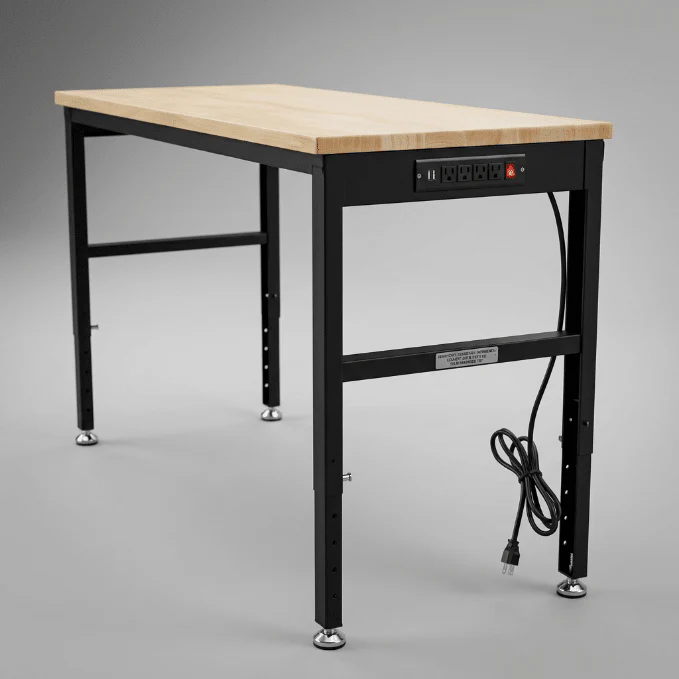 Hardwood Workbench with Power Outlets – 4FT & 6FT Durable Table Tops - Image 2