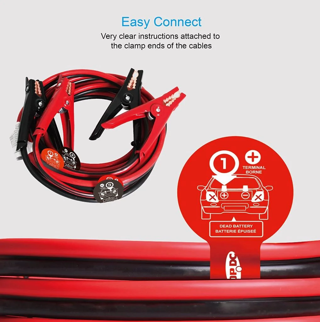 New Heavy Duty 4 Gauge Booster Cables – 20 FT Jumper Cables for Cars, Trucks & SUVs with Carry Bag 4GABC20 - Image 5