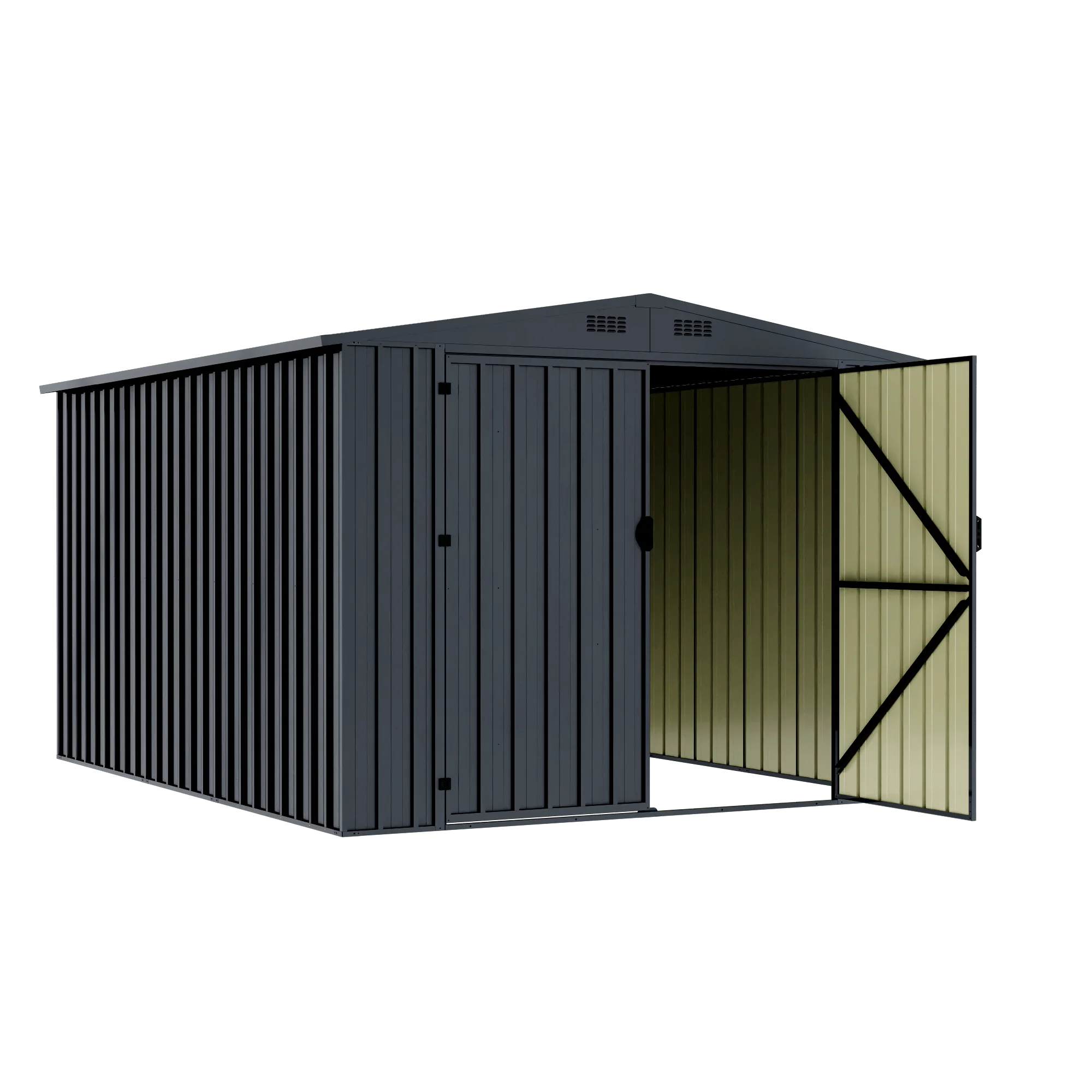 Heavy-Duty 8×10 FT Metal Shed – Galvanized Steel Garden Storage with Double Swing Doors EG0810 - Image 2