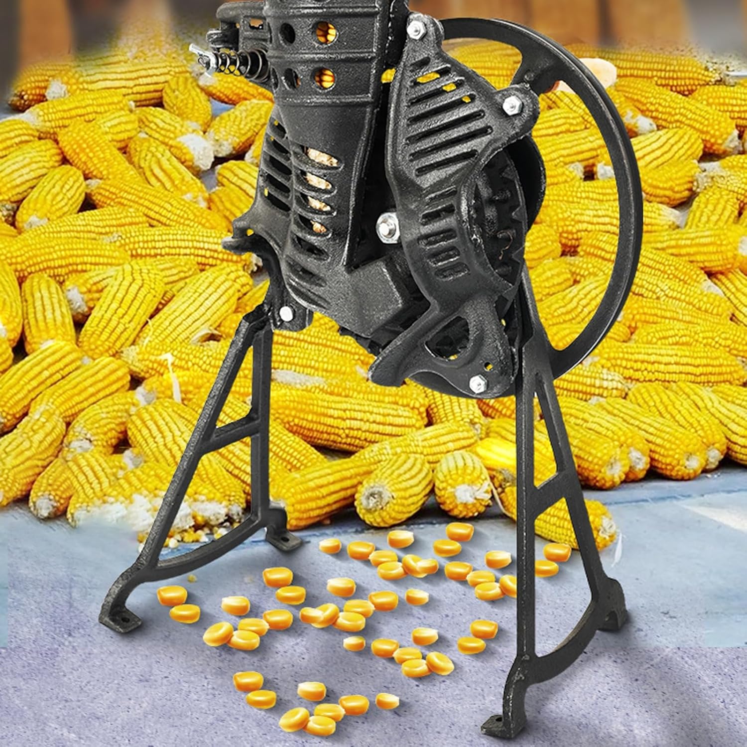 Heavy Duty Cast Iron Corn Sheller Machine – Manual Hand Crank Thresher for Farm, Feed, Garden & Homestead – Durable Kernel Remover Tool 339418 - Image 3