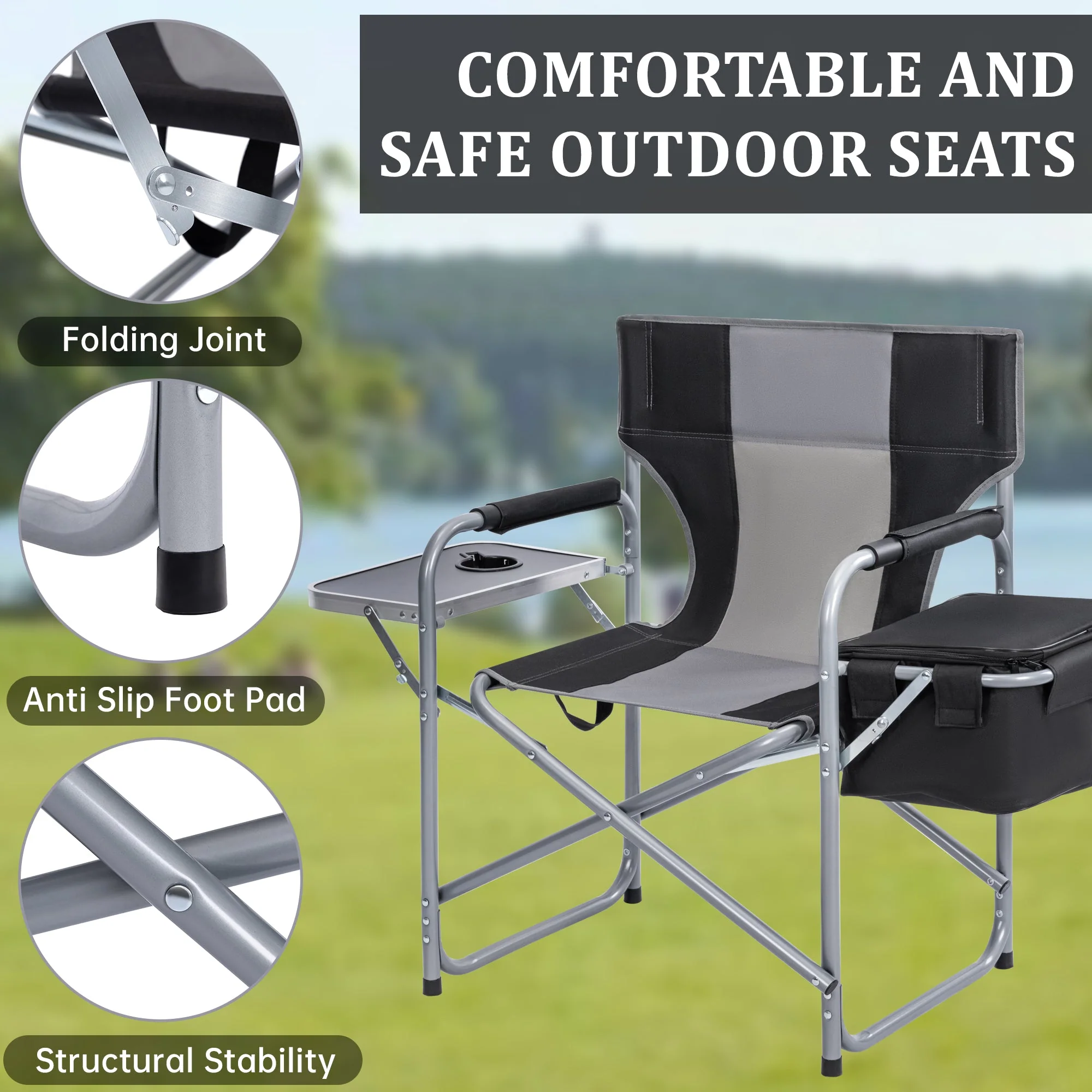 New Heavy-Duty Folding Director’s Chair – 350 lbs Capacity, Camping & Outdoor Use AMDCC95 - Image 3