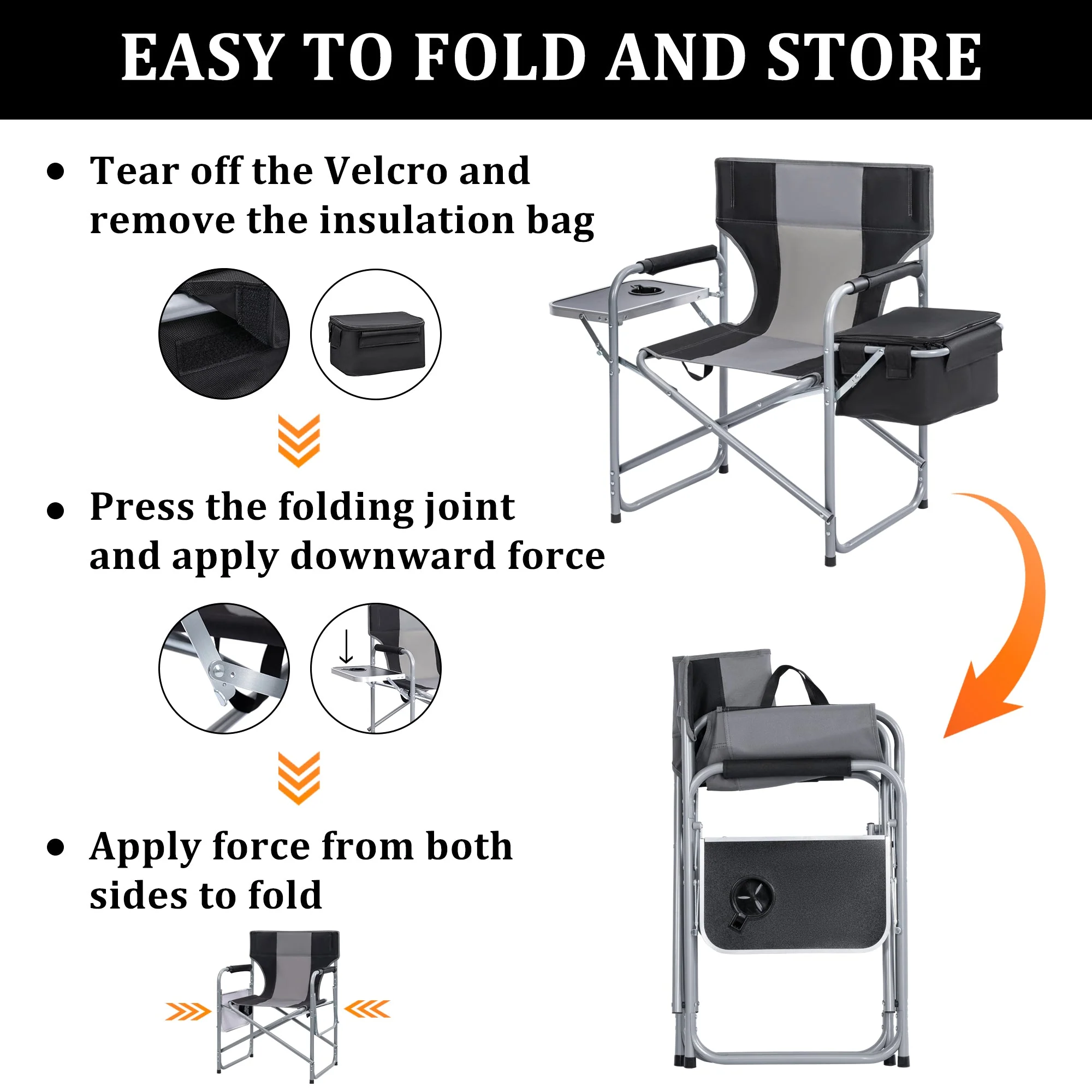 New Heavy-Duty Folding Director’s Chair – 350 lbs Capacity, Camping & Outdoor Use AMDCC95 - Image 4