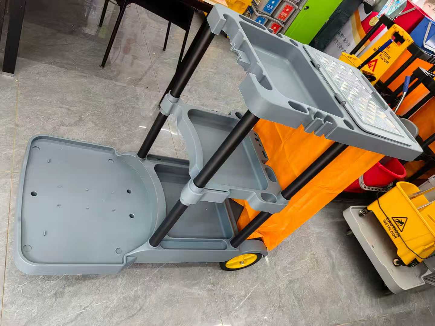 Heavy-Duty Janitorial Cleaning Cart with Gray Bag – UP068C - Image 2
