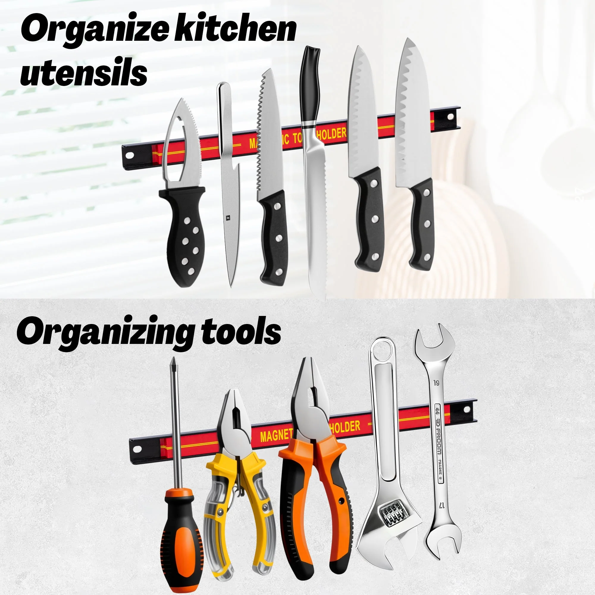 Heavy Duty Magnetic Tool Holder Bar 25cm – Wall Mount Tool Organizer Strip AMMTH30 - Image 2