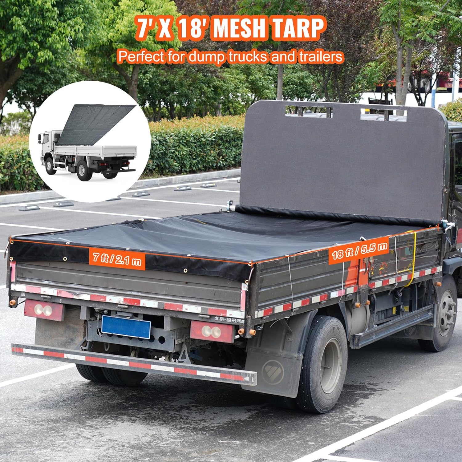 Heavy-Duty Mesh Dump Truck Tarps – Vinyl Coated 6×14 & 7×18 FT - Image 5