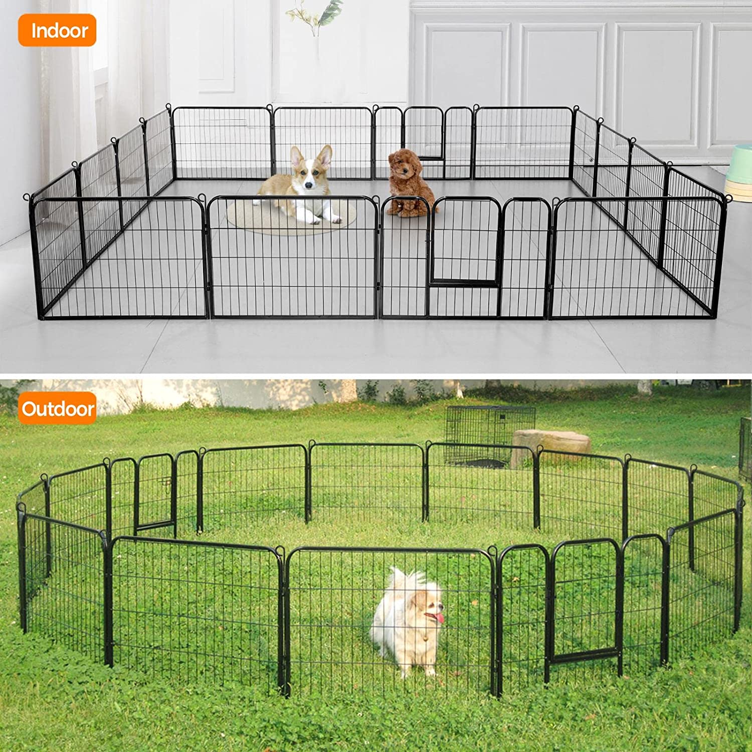 Heavy Duty Outdoor Dog Playpen Fence – 8, 16, 24 Panel Metal Dog Run - Image 3