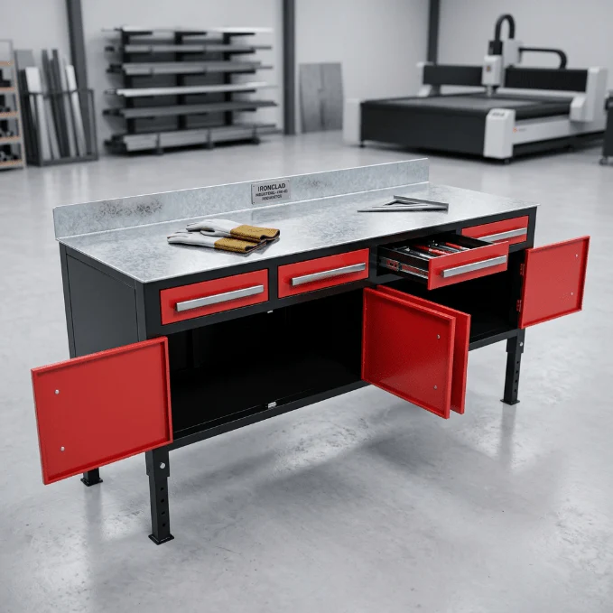 Heavy-Duty Steel Welding Table & Tool Bench – Industrial Workbench with Storage Drawers - Image 3