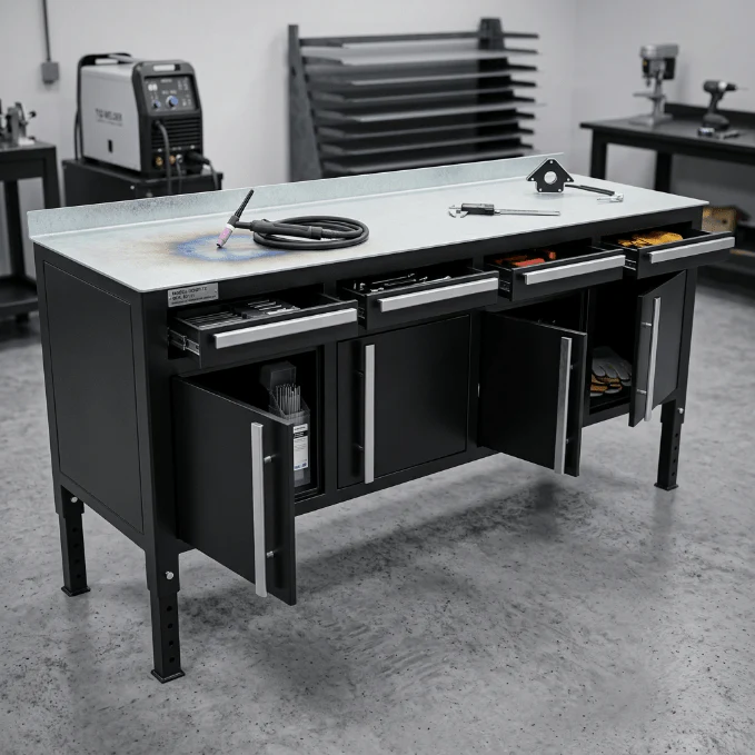 Heavy-Duty Steel Welding Table & Tool Bench – Industrial Workbench with Storage Drawers - Image 5