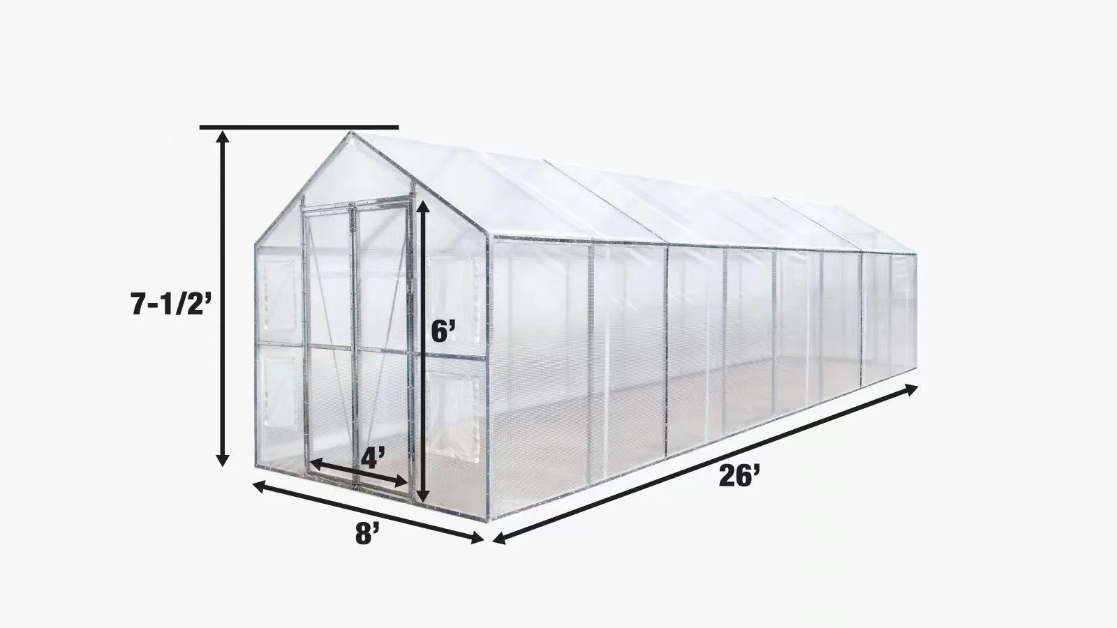 8x13 FT & 8x26 FT Walk-In Greenhouse – Heavy-Duty PVC with Dual Doors & Vents - Image 7