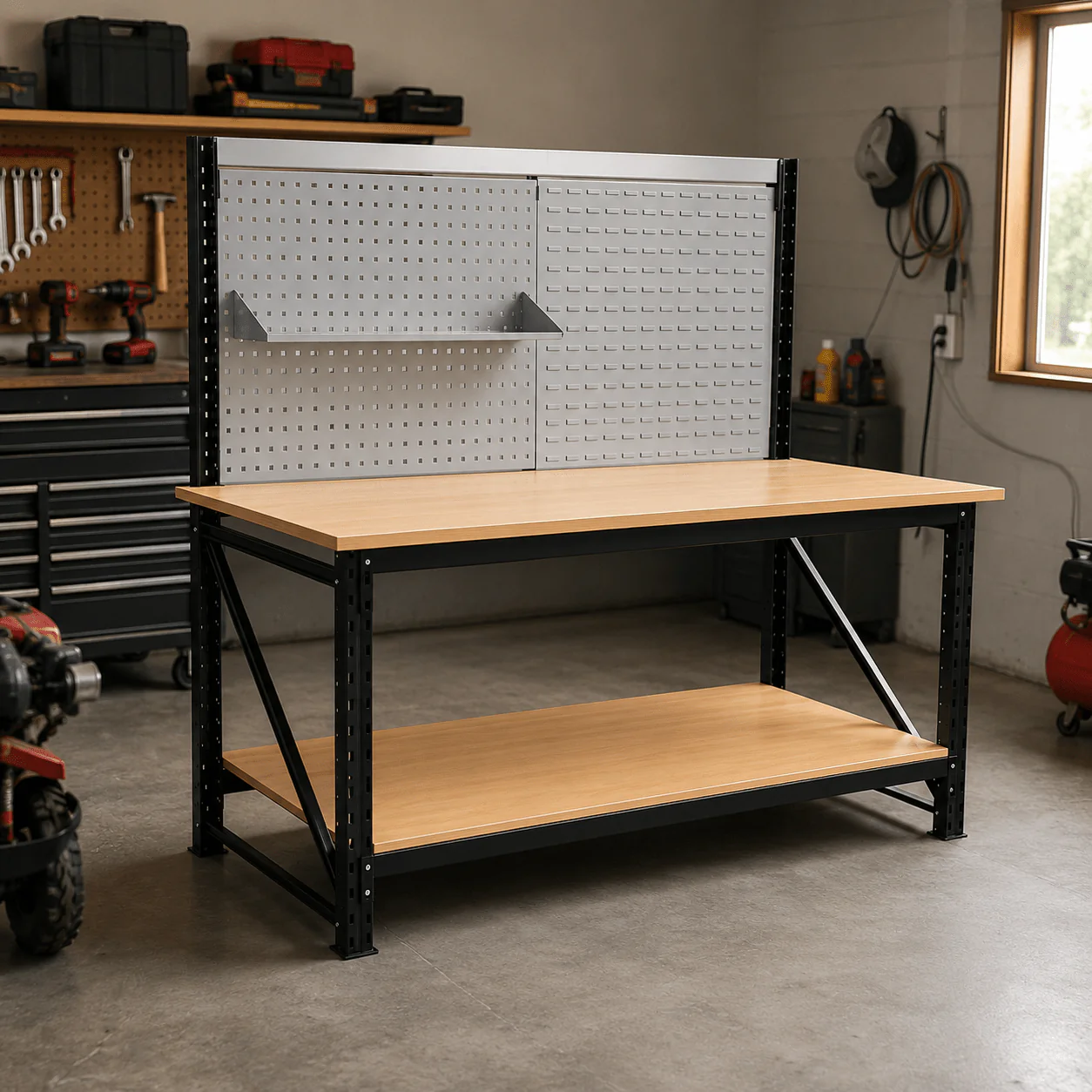 Heavy Duty Workbench with Pegboard Tool Storage Shelf 70.9" x 35.4" WB1890