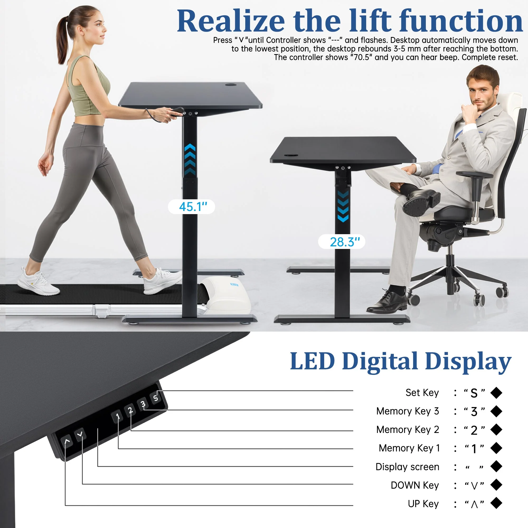 Height Adjustable Electric Standing Desk 47" x 23" Sit Stand Workstation AMACT1260 - Image 4