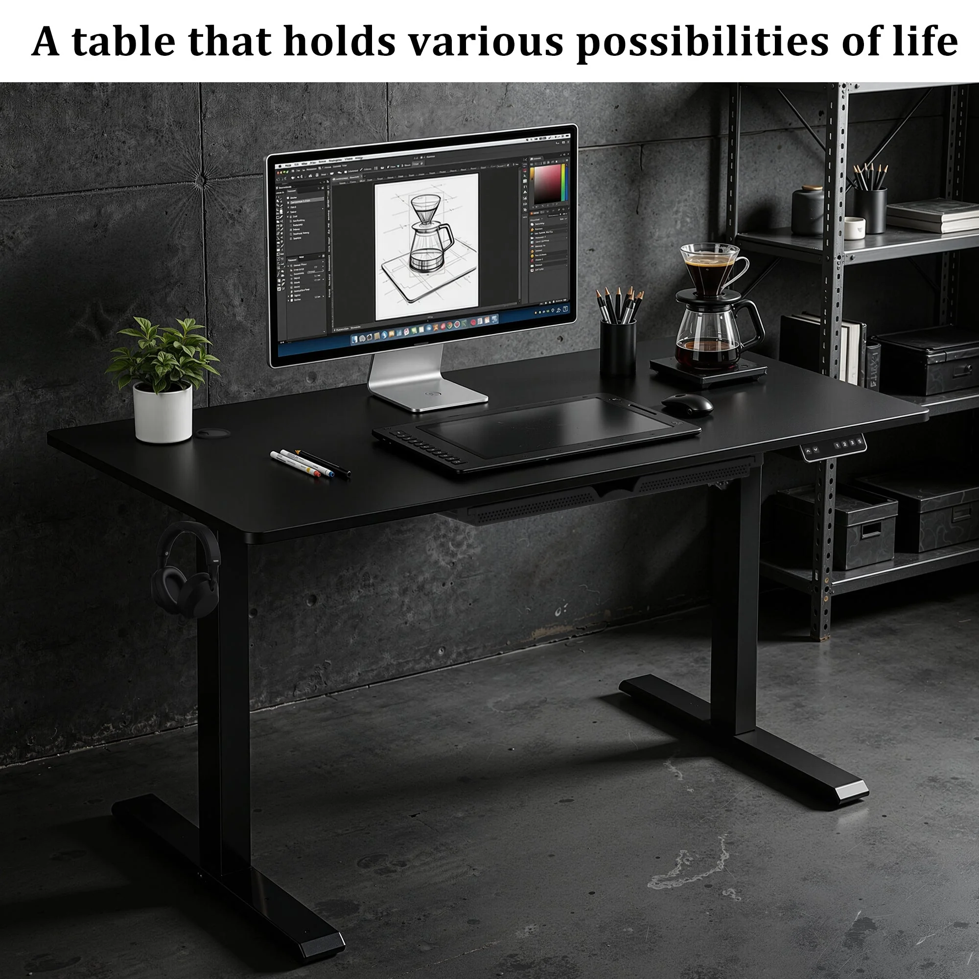 Height Adjustable Electric Standing Desk 47" x 23" Sit Stand Workstation AMACT1260 - Image 7