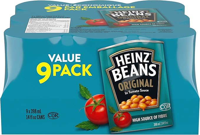 HEINZ Original Beans in Tomato Sauce 398mL Cans Pack of 9