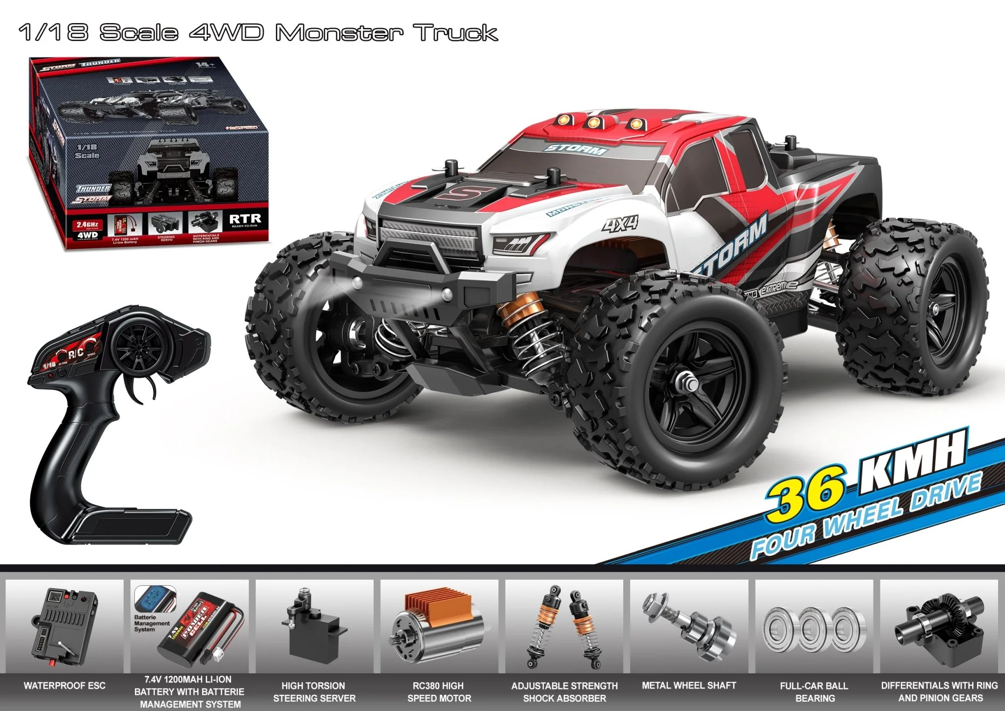 New High Speed RC Truck 1:18 Scale All Terrain 4x4 – Model CSJ56770 - Image 9