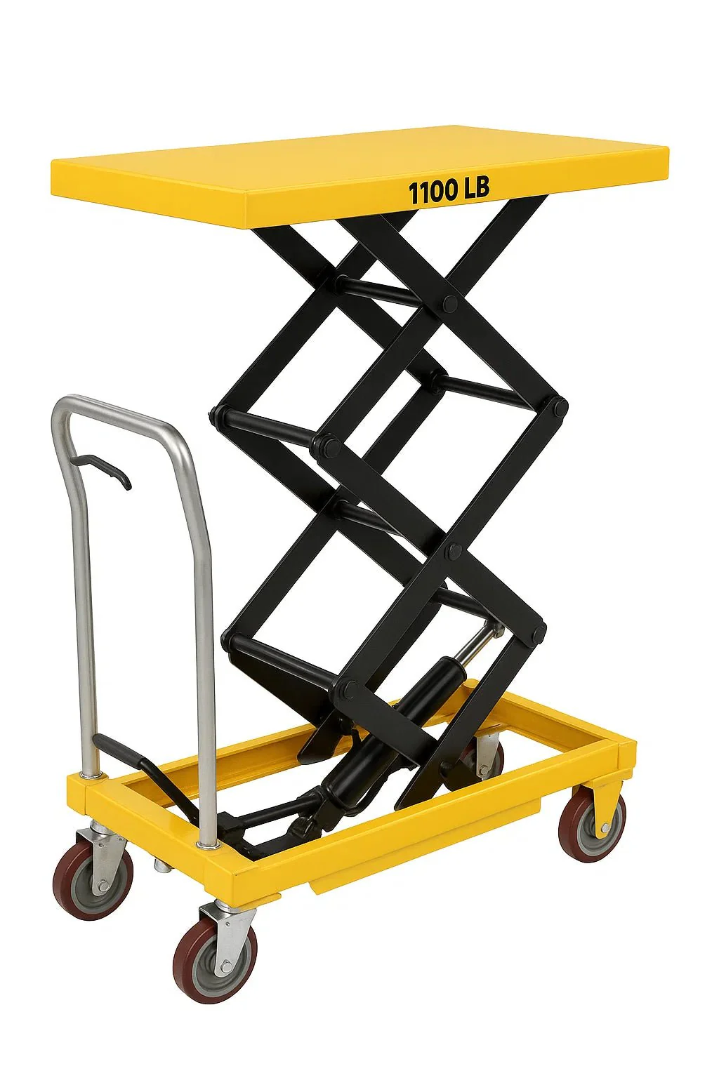 1100 lb Hydraulic Double-Height Scissor Lift Table – Heavy-Duty Industrial Cart | SKU: DSLT05009