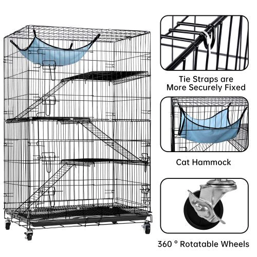 4-Tier Indoor Cat Cage Playpen – 48" Metal Pet Kennel Enclosure | AMPC1285 - Image 3