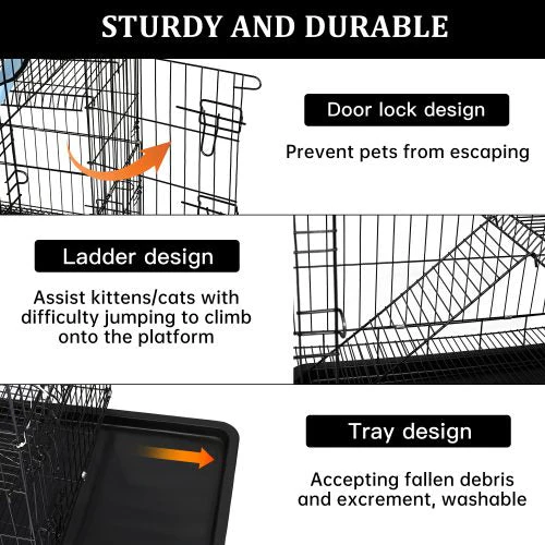 4-Tier Indoor Cat Cage Playpen – 48" Metal Pet Kennel Enclosure | AMPC1285 - Image 4