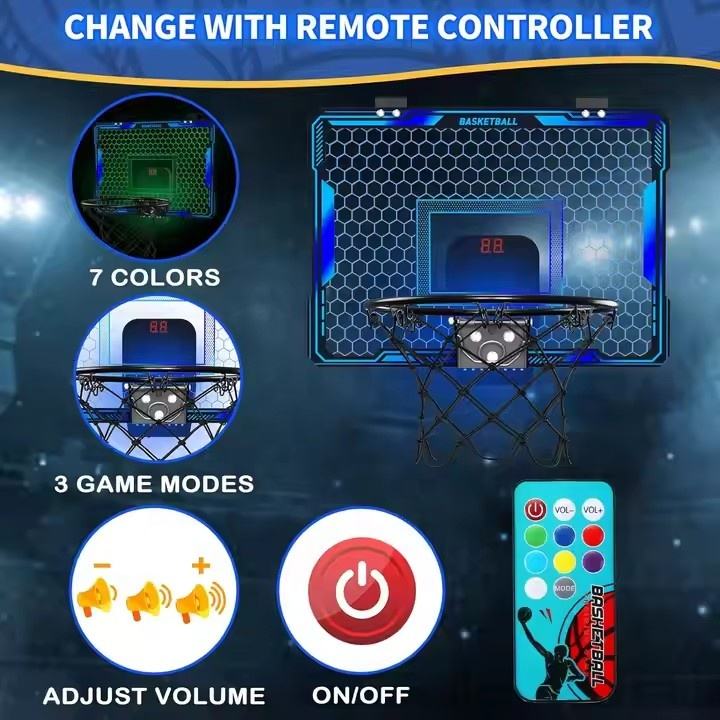 Indoor Mini Basketball Hoop with LED Scoreboard & Remote YS16891006 - Image 4