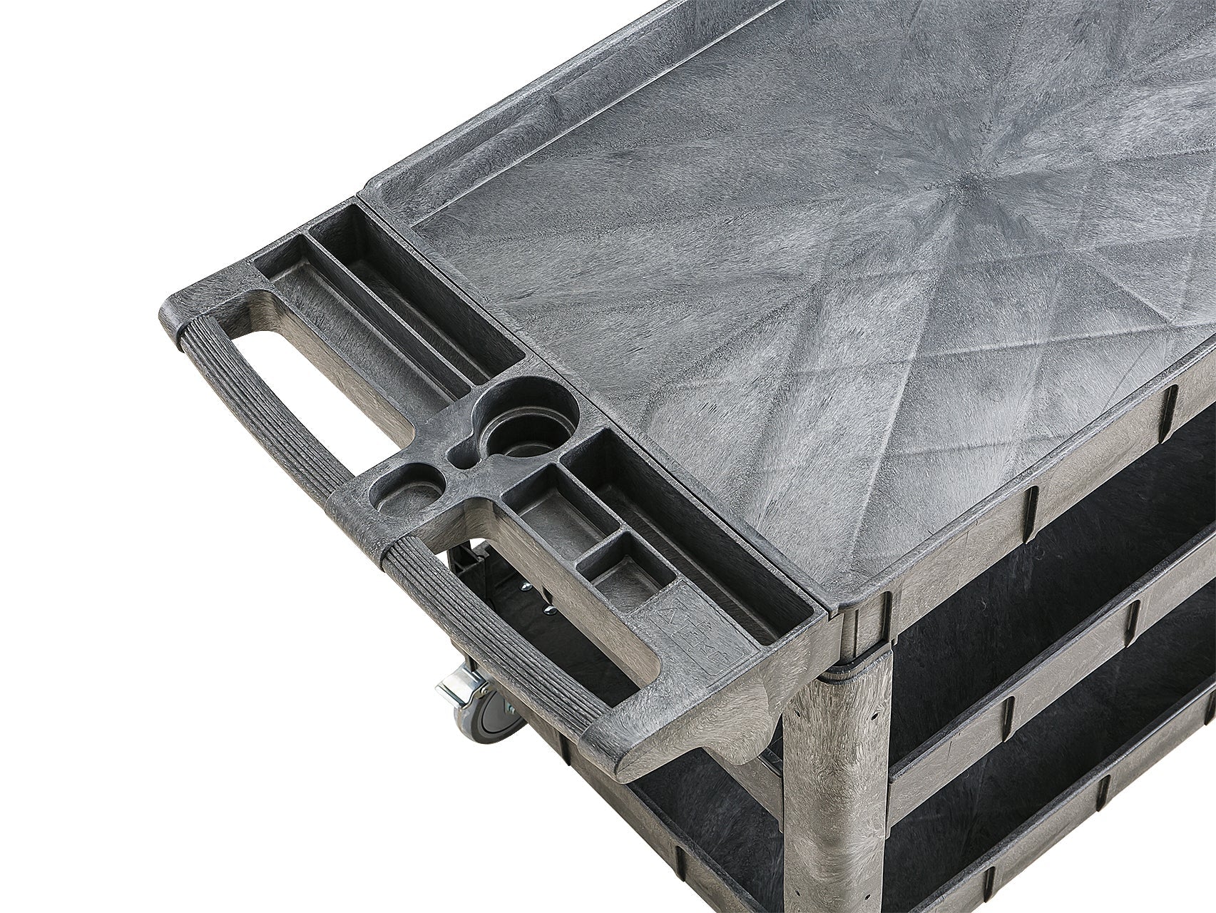 Industrial 2 Layer Polypropylene Service Cart 36 x 24 in Heavy Duty Black TC4101B - Image 2