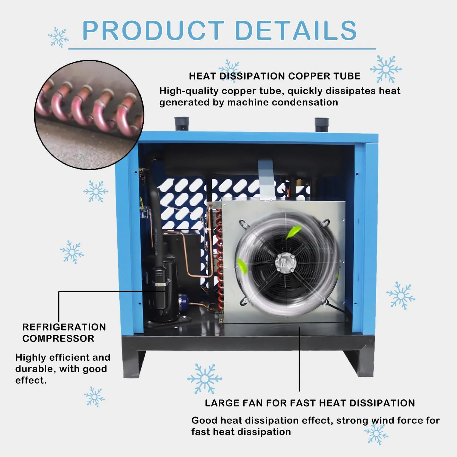 Industrial Refrigerated Air Dryer 2.0 Nm3 Min 70 CFM Compressed Air Moisture Removal System AD2NF01 - Image 2