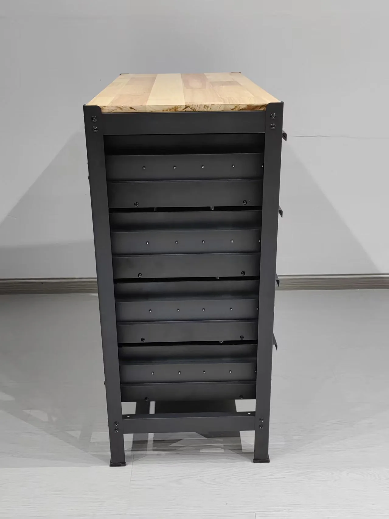Industrial Steel Workbench Island Kitchen with Hardwood top Top & 4 Drawers, 33″ x 16″ – Black 2506152 - Image 5