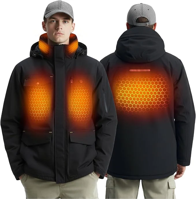 InoKraft Heated Jacket for Men Water Resistant Rechargeable Winter Jacket with Battery Pack