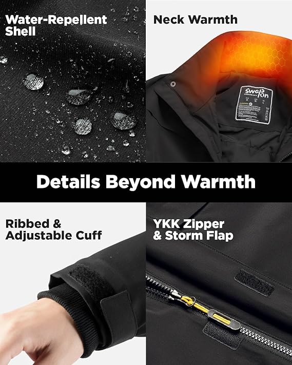 InoKraft Heated Jacket for Men Water Resistant Rechargeable Winter Jacket with Battery Pack - Image 2