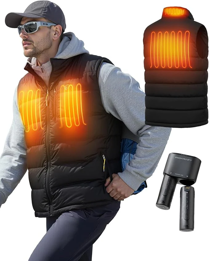 InoKraft Heated Vest for Men Lightweight Quilted Rechargeable Heated Vest with Battery Pack