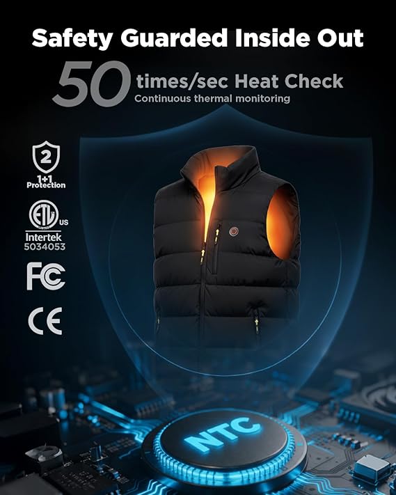 InoKraft Heated Vest for Men Lightweight Quilted Rechargeable Heated Vest with Battery Pack - Image 2