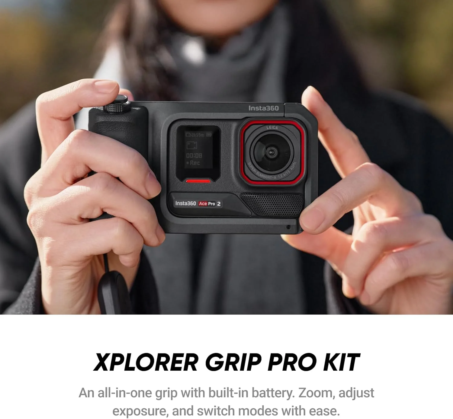 Insta360 Ace Pro 2 Flash Print Bundle 8K Waterproof Action Camera with Leica Lens and Xplorer Grip Pro Kit - Image 3
