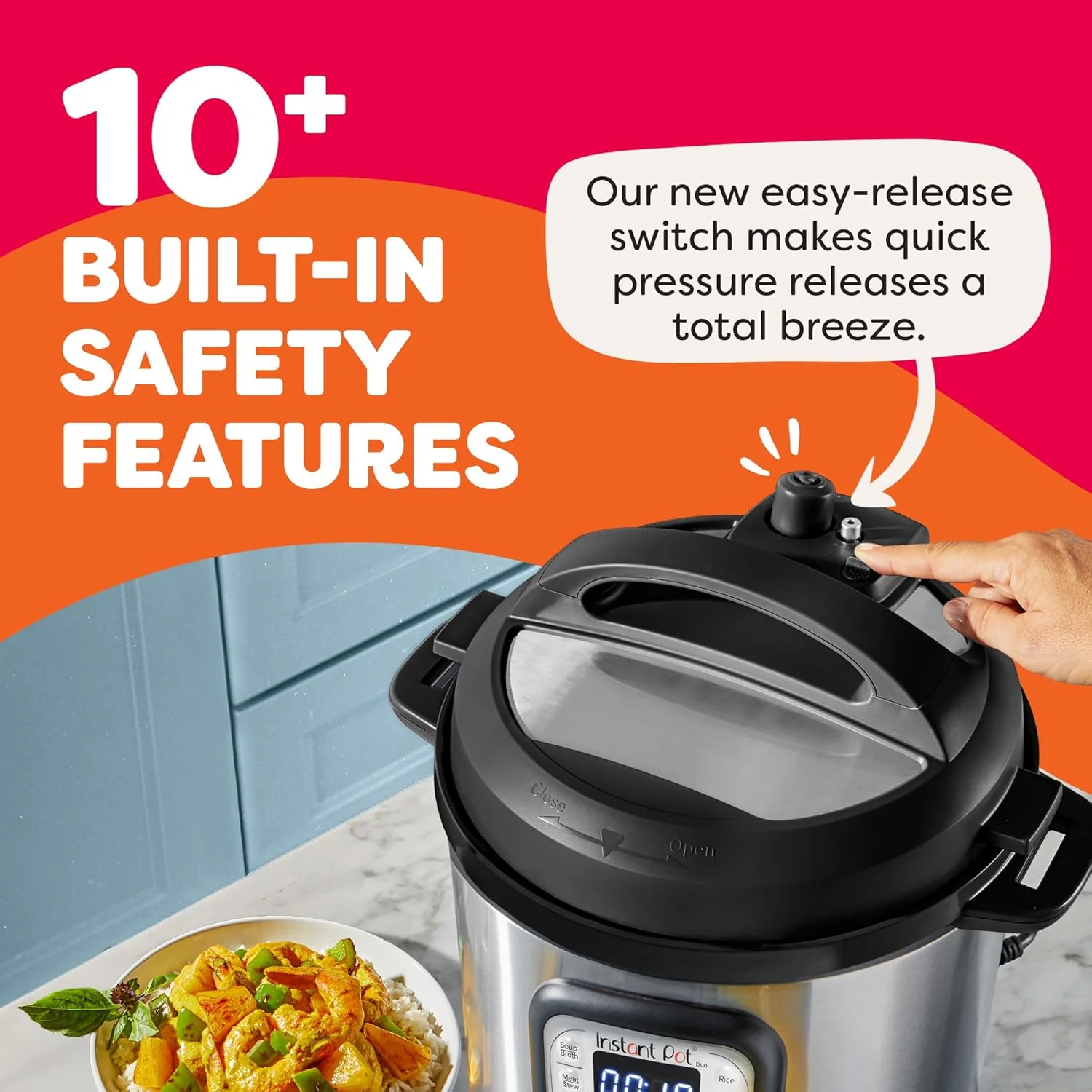 Instant Pot Duo 7-in-1 Electric Pressure Cooker, Slow Cooker, Rice Cooker, Steamer, Saute, Yogurt Maker, Warmer & Sterilizer, Includes App With Over 800 Recipes, Stainless Steel, 6 Quart, used item - Image 4