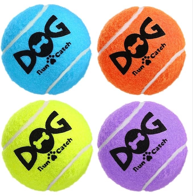 Insum 4 Pack Squeaky Dog Balls 2.5 Inch Tennis Balls for Dogs