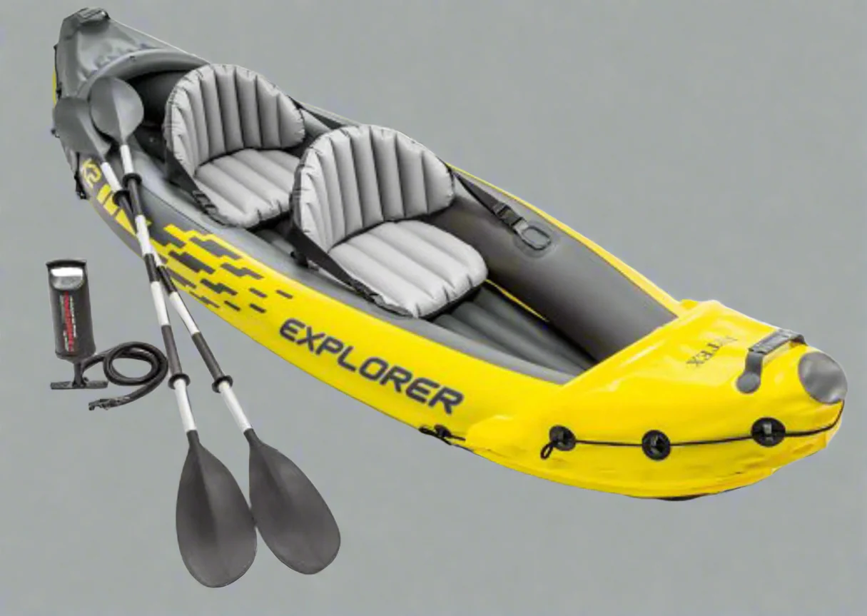 Intex Explorer K2 Inflatable Kayak Set – 2-Person Tandem Kayak with Oars & Pump | Model 68307NP