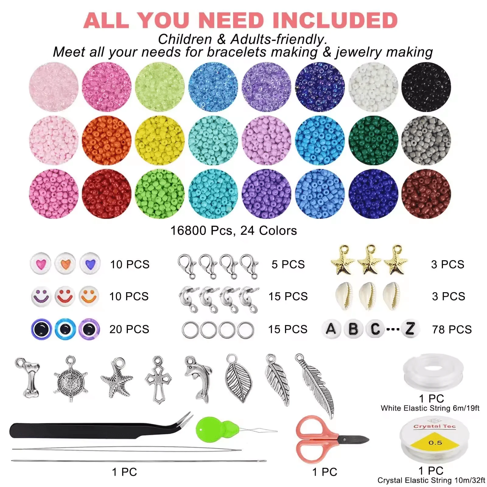New 16,800-Piece 24-Color Jewelry Making Kit – Model 918659, Creative Craft Set - Image 3