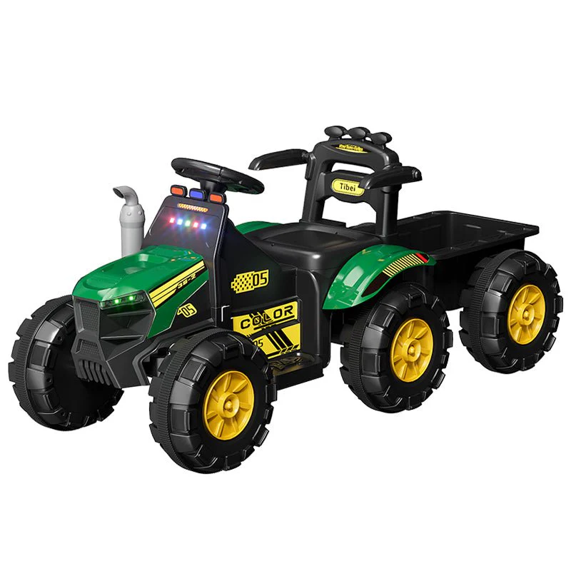 Kids 6V Electric Ride-On Tractor with Lights, Music, USB, MP3 – One-Key Start, Green – SKU 1898794 - Image 10
