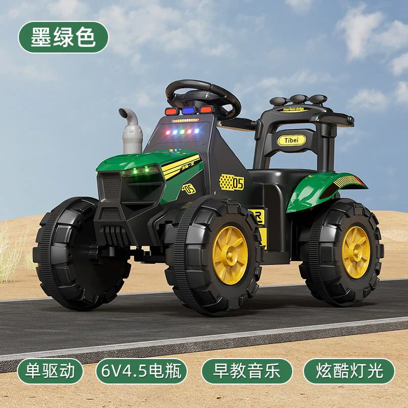Kids 6V Electric Ride-On Tractor with Lights, Music, USB, MP3 – One-Key Start, Green – SKU 1898794 - Image 11