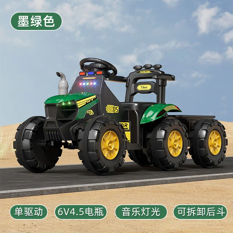 Kids 6V Electric Ride-On Tractor with Lights, Music, USB, MP3 – One-Key Start, Green – SKU 1898794 - Image 12